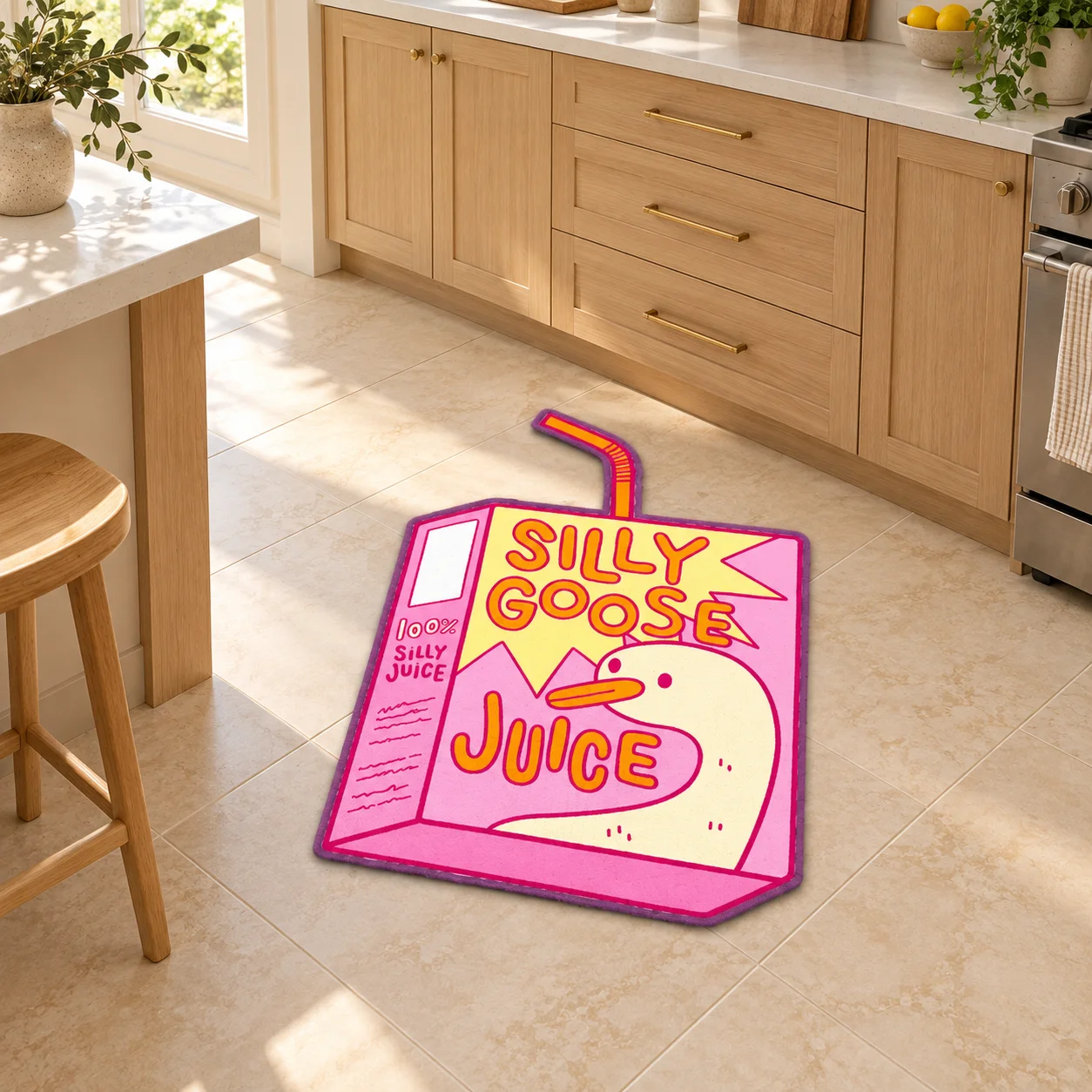 Pink Goose Juice Carton Shaped Flannel Floor Mat Novelty Area Rug For Bedroom Living Room Kitchen Entryway Apartment Decor