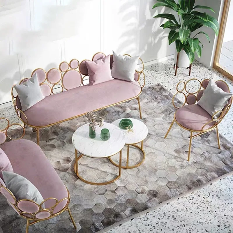 Wrought iron sofa living room office bar light luxury simple modern small apartment single combination creative tables and