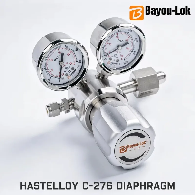 B11 Dual Gauge Gas Pressure Regulator Hastelloy C276 Diaphragm SUS316 Stainless Steel For Helium Argon CO2 Nitrogen Cylinders