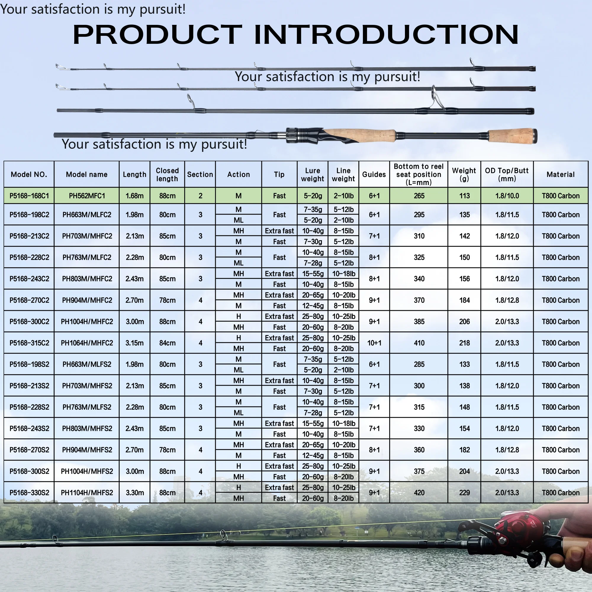 Spinning Casting Fuji Fishing Rods 1.98/2.1/2.4/2.7/3.0/3.3m T800 Carbon 2Tip ML/M/MH/H Lure 5-80g Baitcasting Fast Pole