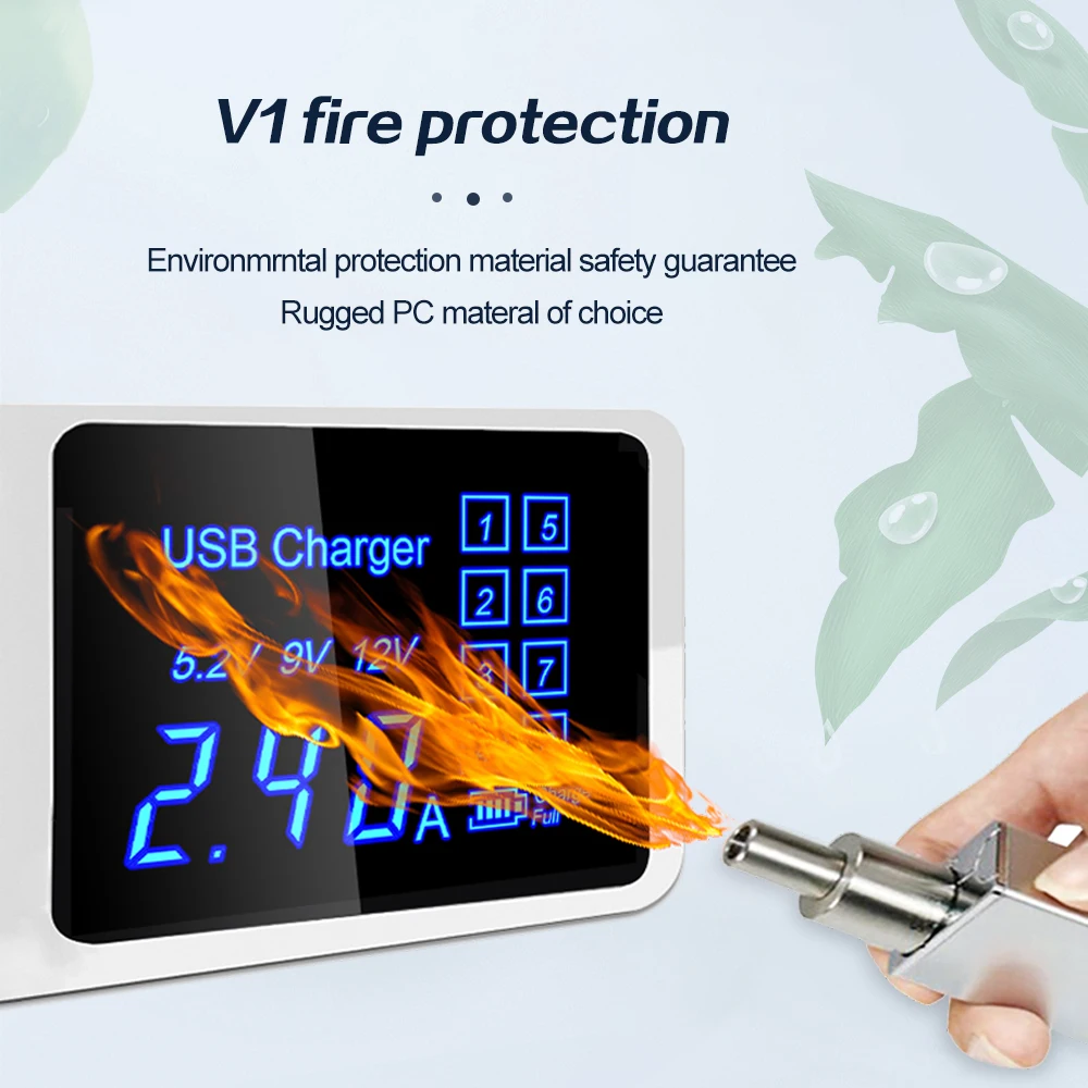 8 Ports LED Display USB Charger Wireless Charger Fast Charging Station Phone Charger Adapter For iPhone Xiaomi Samsung Huawei