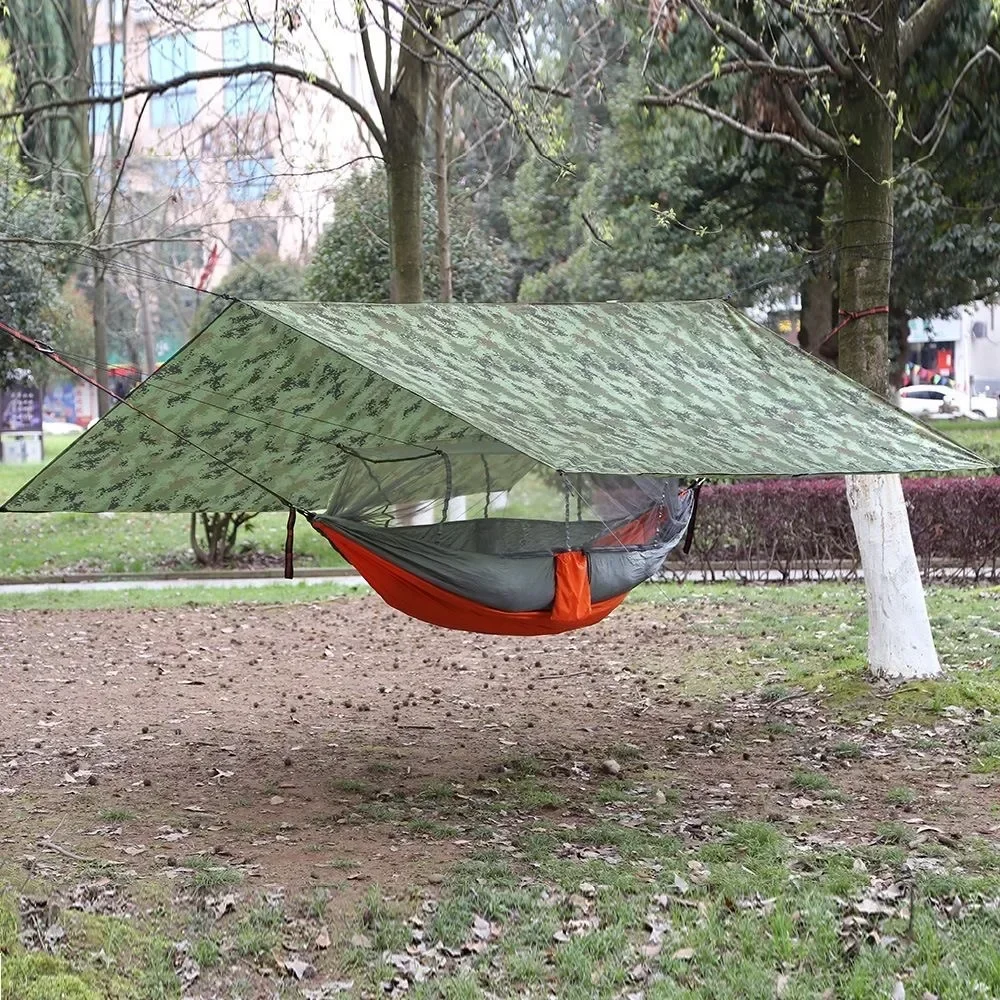260x140cm Outdoor Camping Hammock Mosquito Proof Waterproof  Sunshade Hammock with Waterproof Rain Fly Canopy Portable Hammock image 2