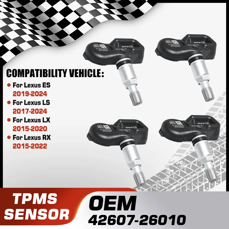 

1/4PCS Tire Pressure Sensor For Lexus ES 2019-2024 Lexus LS 2017-2024 Lexus LX 2015-2020 Lexus RX 2015-2022 42607-26010 433 MHz
