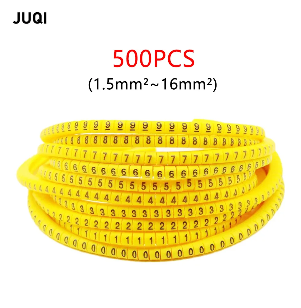 500pcs EC-0 EC-1 EC-2 EC-3 EC-4 yellow digital number pipeline number tube wire network wire casing line marking code label 0-9,