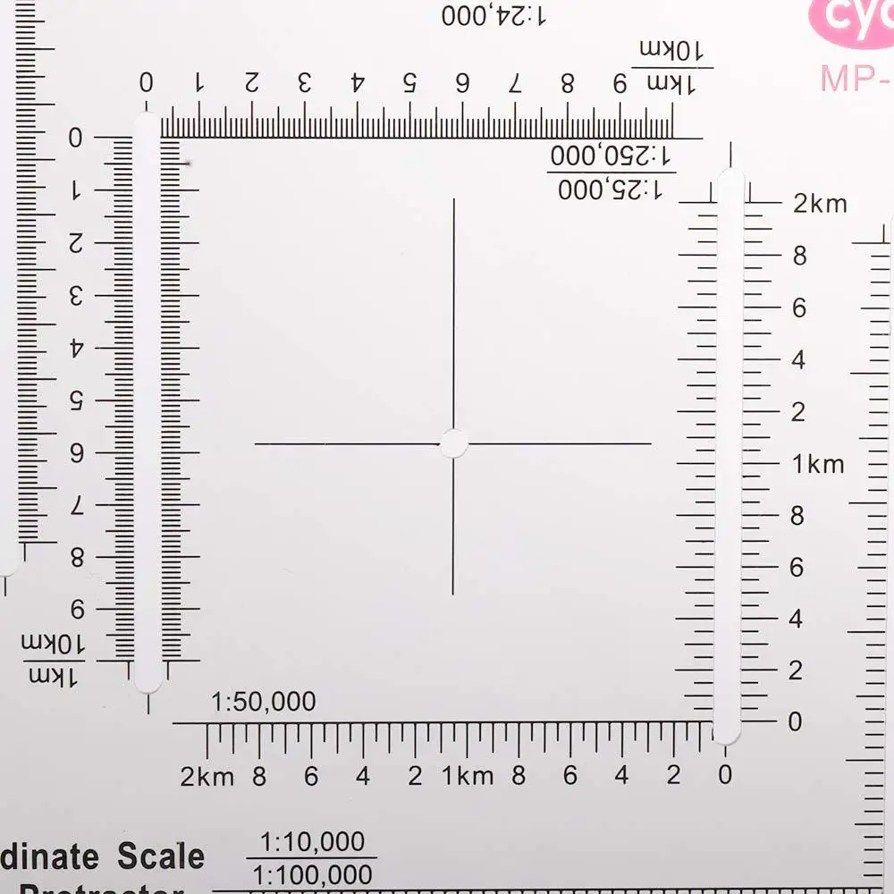 Square Ruler Topographical for Technical Coordinate Scale Protractor Map Protractor Land Navigation Protractor Measuring Ruler