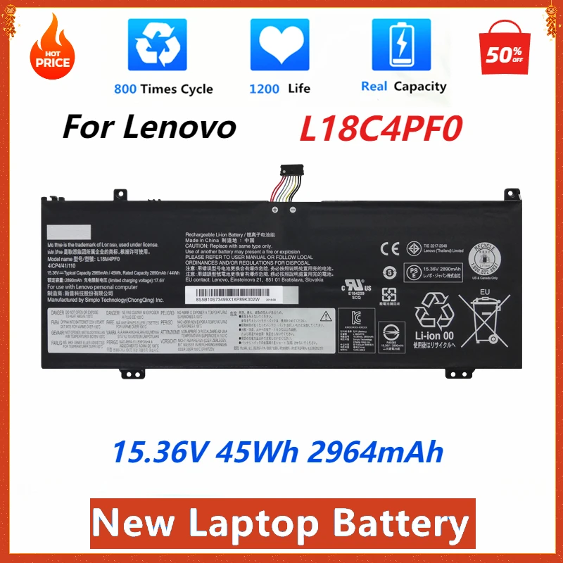 

L18C4PF0 15.36V 45Wh L18M4PF0 Laptop Battery for Lenovo ThinkBook 13S 14S 13S-IWL 13S-20R90071GE 14S-IWL 14S-20RM L18D4PF0