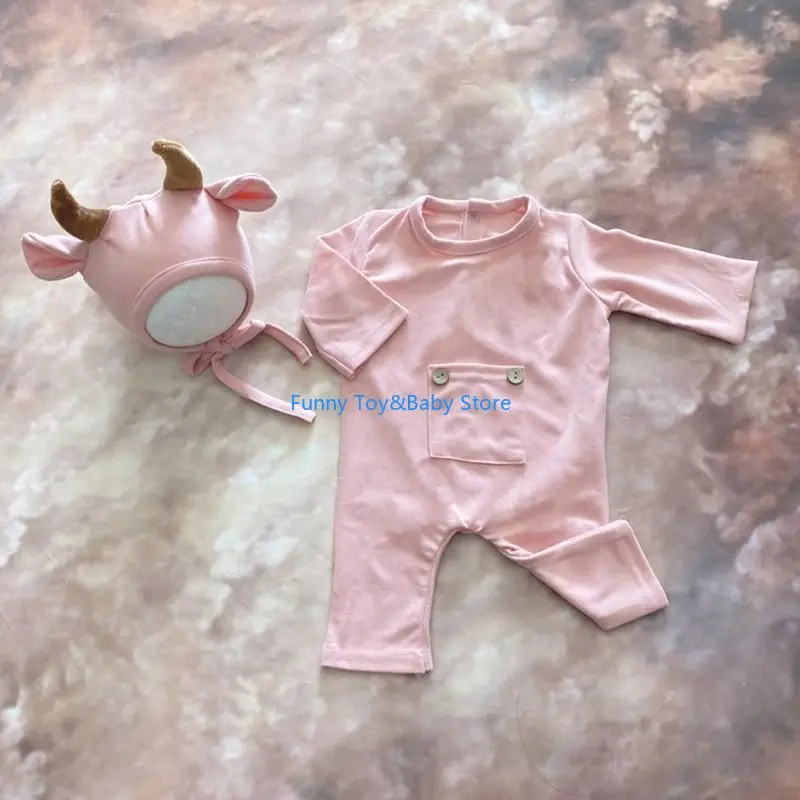 

C90B 2 Pcs Baby Hat Romper Bodysuit Set Infants Photo Clothing Newborn Photography Props Outfit