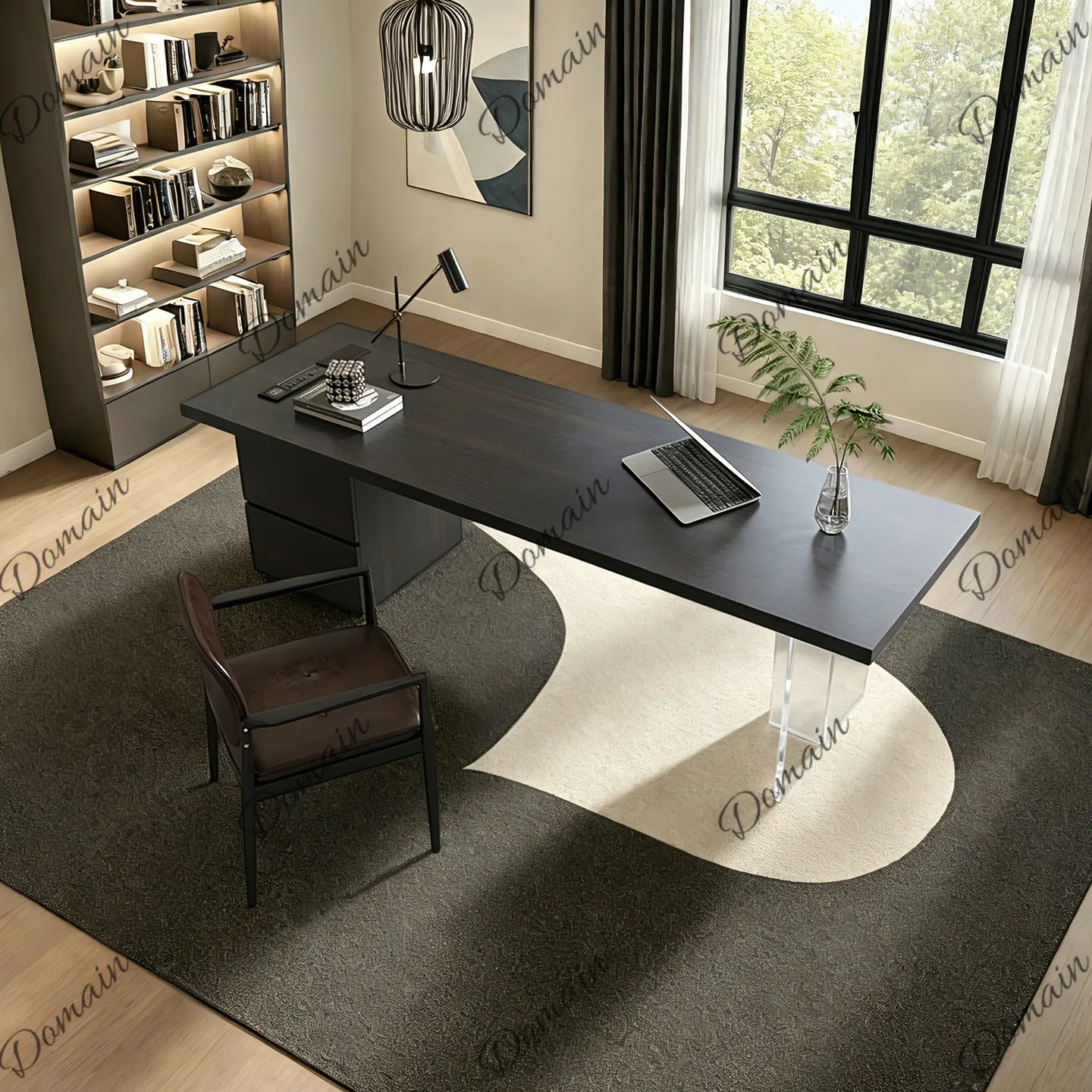 Italian minimalist solid wood desk living room sofa back high-end designer writing desk study computer desk