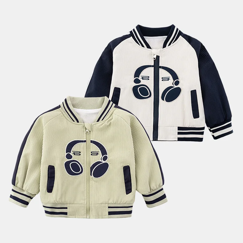 

HoneyCherry Boys Autumn Jacket Fashionable Color-Block Baseball Style Outerwear for Kids, Versatile and Stylish Top for Toddlers