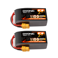 Ovonic 6S Lipo Battery 1100mAh 6S 130C 22.2V FPV with XT60 Plug for FPV Racing Freestyle Cinewhoop Toothpick Long Range Drone（2P