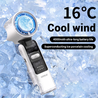 Portable Foldable Handheld Fan Ice Compress High-Speed Cooling Turbo Fan 4000mAh 100 Wind Speeds Bring Flashlight Electric Fan