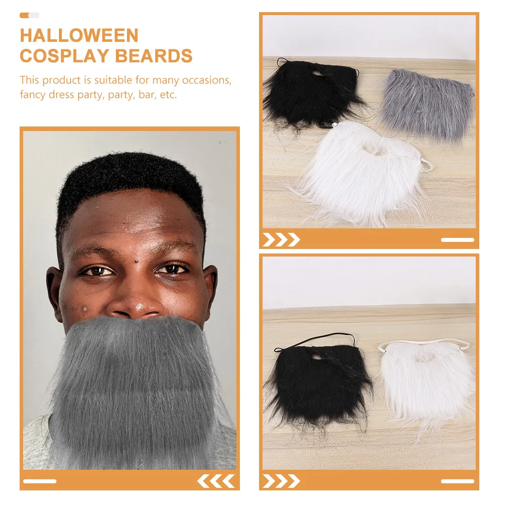

3pcs Fake Mustache Decorative Cosplay Beard For Halloween Party Accessories Performance Costume Stage Props Beard