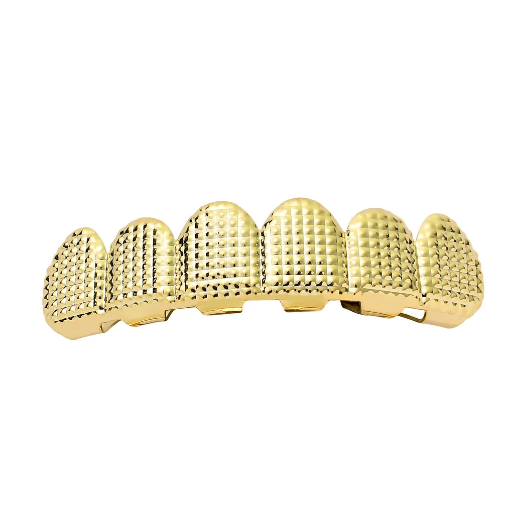 Hiphop Vergulde Tanden Grillz Set Top Tand Grills Tandheelkundige Mond Punk Tanden Caps Cosplay Party Rapper Sieraden