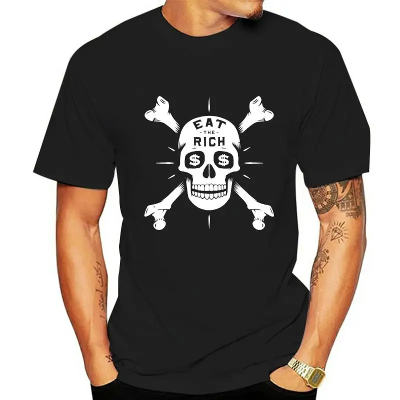 Eat The Rich Ladies Fitted Ringspun T-SHIRTSkull & CrossbonesVintageMoney men t shirt