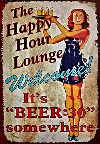 

Vintage Beer Tin Signs Happy Hour Lounge Its Beer:30 Somewhere Metal Beer Signs - Bar Signs Vintage Beer Wall Decor Alcohol Sig