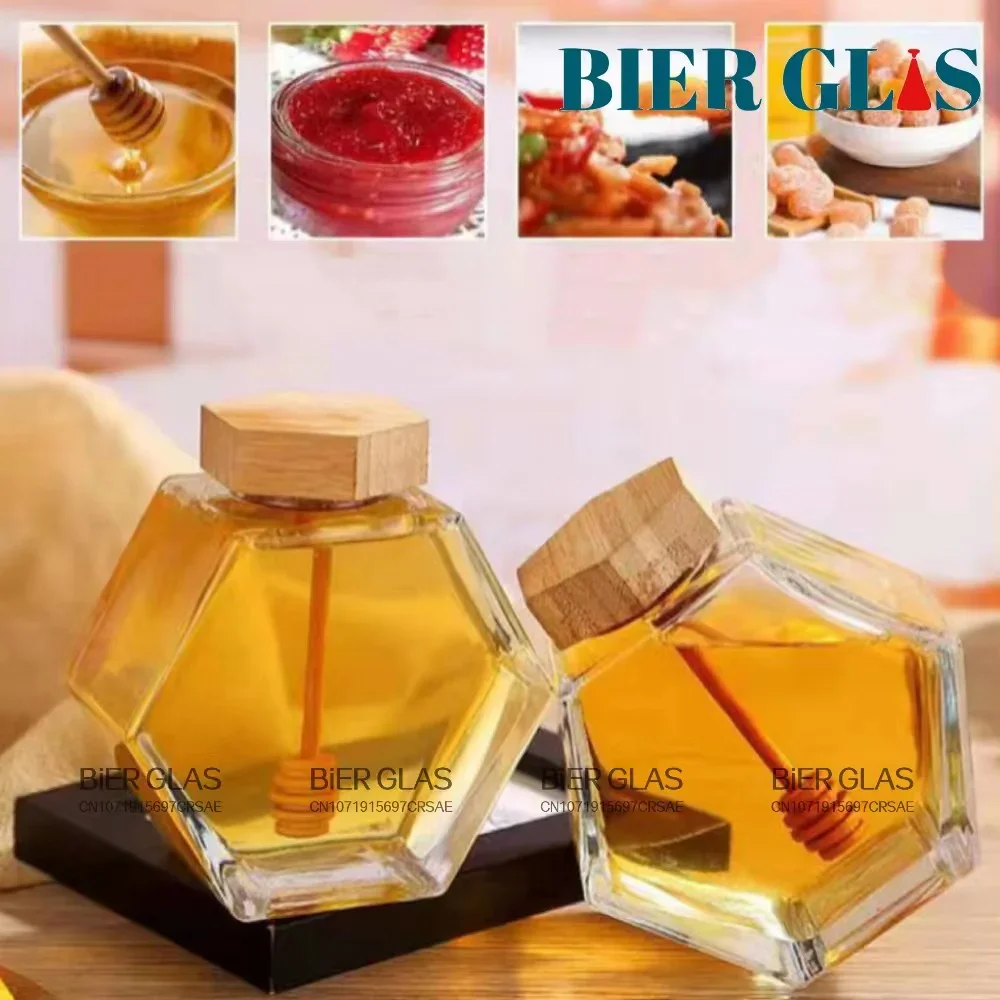 100ml 6pcs 8pcs 10pcs Honey Jar with Dipper Small Bottle Glass Bamboo Lid and Wooden Spoon Packaging Home Wedding Gift Wholesale