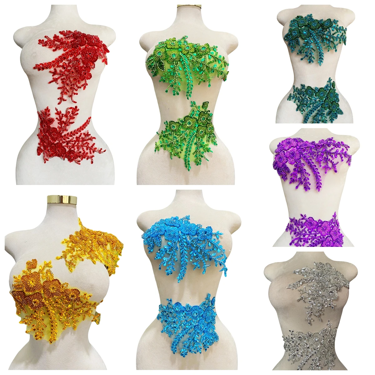 Luxury Handwork Shiny Diamond Rhinestone Bust Material Evening Dress Fabric Hard Beading Tulle Apparel Decoration Accessories