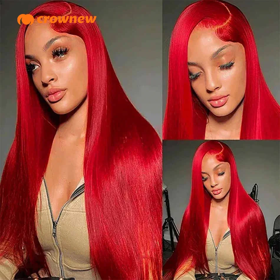 

Hot Red Colored Straight Frontal Wig Human Hair 13X4 Lace Hd Wig Humain Hair Red Human Hair Wig Pre Plucked 250% Human Hair Wig