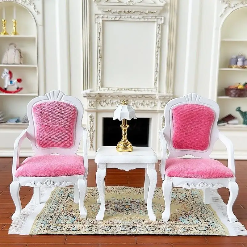 1pc 1/12 casa de bonecas simulação pequena mesa chá modelo boneca casa poltrona sala estar móveis decoração casa bonecas cena ornamento