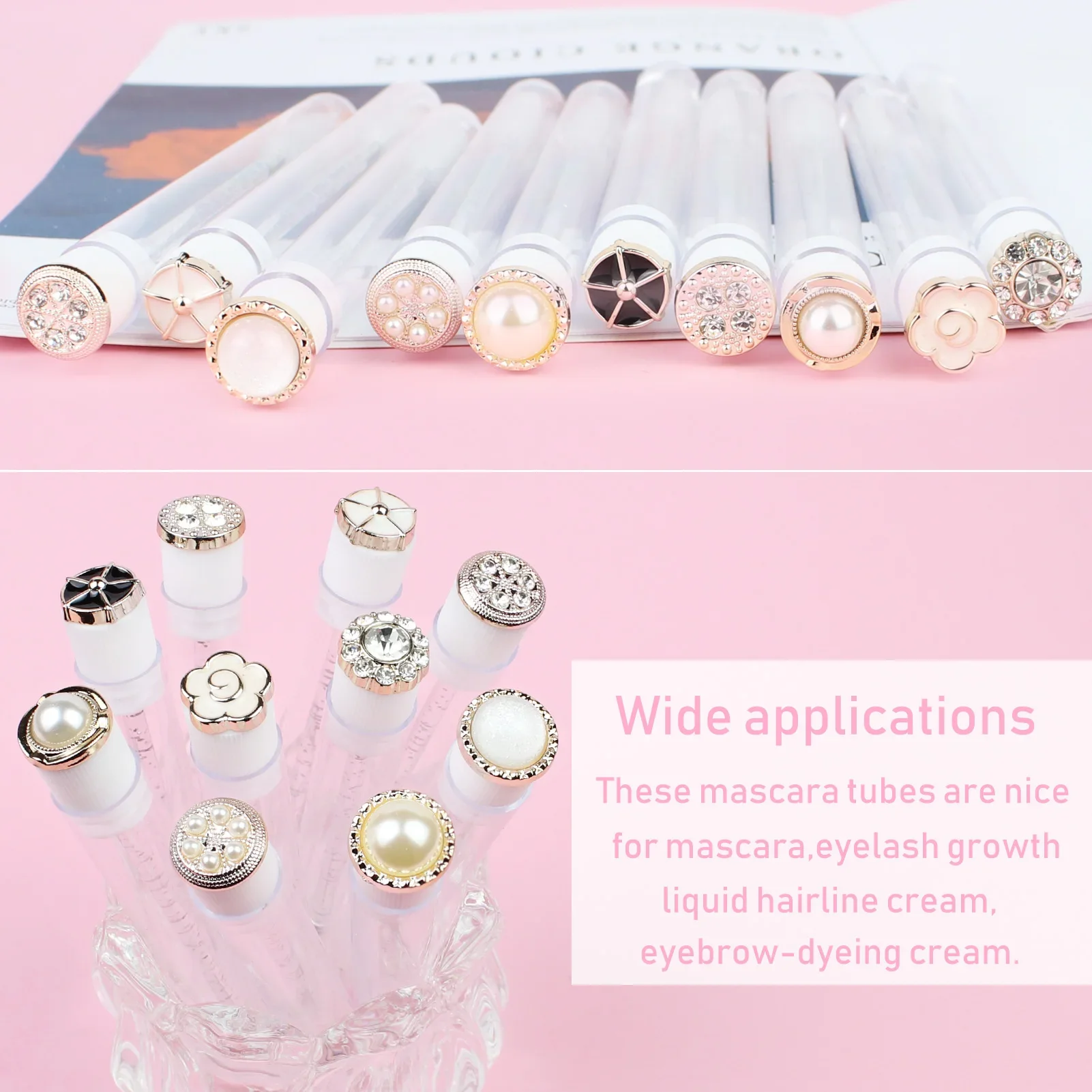 Mascara Wands Tube 20pcs Reusable Lash Spoolies Pear Diamond Tube Eyelash Brush Tubes Spoolies Lash Extension Brushes Applicator