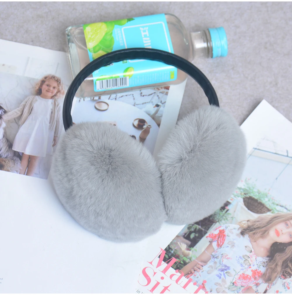 Rex Rabbit Fur Hang Ear Cover Warm Winter Earmuffs Headwear Ear Muffs Fur Earmuffs Cold Ear Warmer Fold Ear Protection Headband