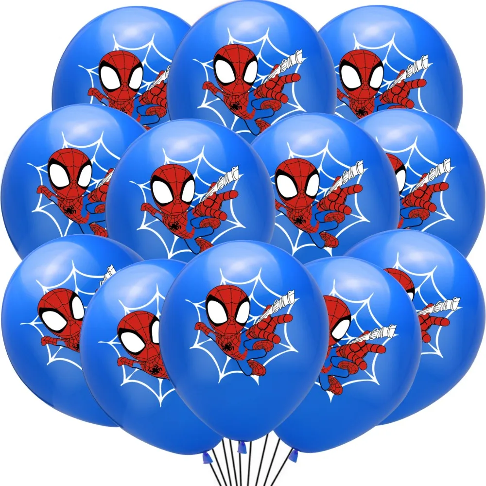 Spidey y sus amigos increíbles globos de látex de superhéroes de dibujos animados, decoraciones para fiestas de cumpleaños, suministros para Baby