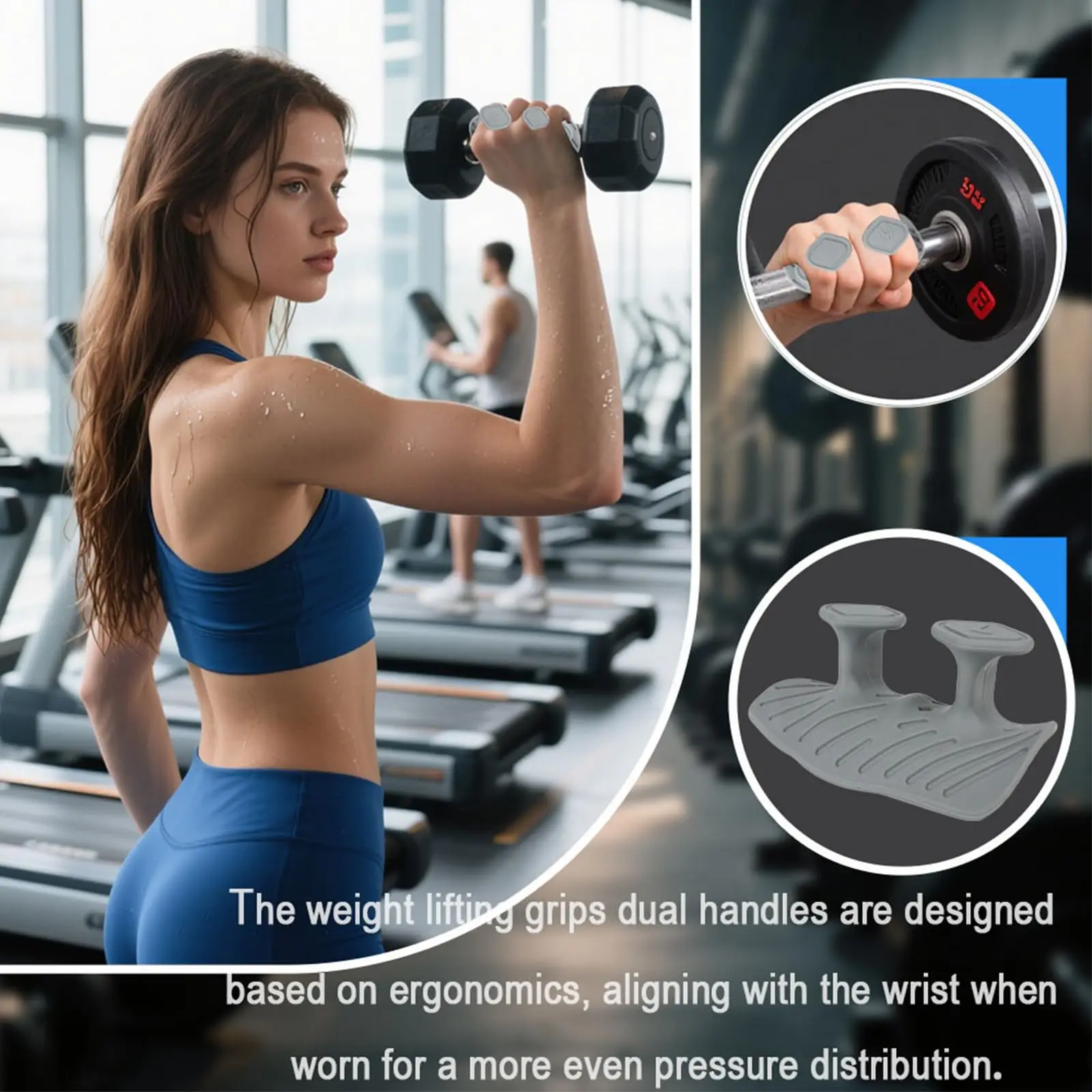 Doppelseitige Anti-Rutsch-Fitnesshandschuhe, Silikon-Fingerlose Handschuhe für Klimmzüge, Handflächenpolster, Handschutz für Männer und Frauen – Detail 3