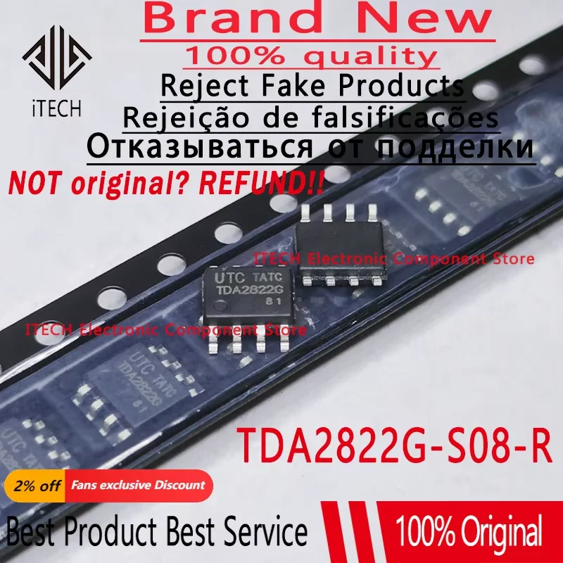 20pcs/lot Original UT4421G-S08-R UT4421G TDA2822G-S08-R TDA2822G MC34063AG-S08-R MC34063AG SOIC-8 SOP8 Brand New Chips