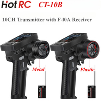 HotRC New CT-10B Radio 10CH Remote Control Metal Handwheel Color Screen Transmitter F-10A Receiver for RC Car Boat Aircraft Part