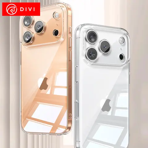 DIVI funda transparente suave TPU funda transparente para iPhone 17 16 15 14 13 12 11 Pro Max 13 MINI funda de teléfono transparente de silicona a prueba de golpes