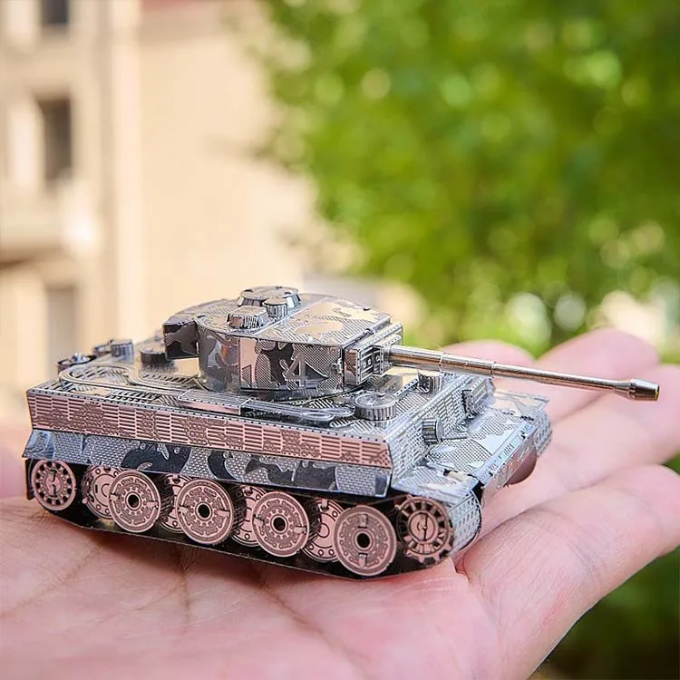 

Kuangmo WW2 German Tiger I Tank 3D Metal Puzzle, Glue-Free DIY Stainless Steel Assembly Model Military Collectible for Adults