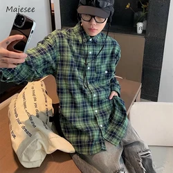 Hipster Men Shirts Plaid Comfortable Temperament Long Sleeve Commuting Casual Harajuku Classical All-match Korean Spring Autumn