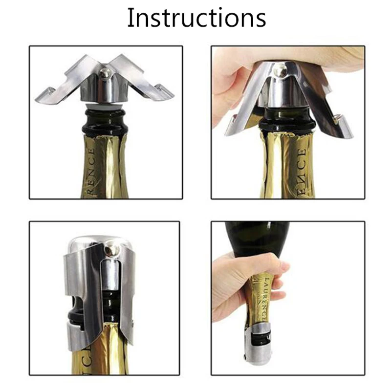 Stainless Steel Champagne Bottle Stopper Vacuum Sealed Sparkling Champagne Wine Bottle Saver Stopper Cap Bottle Opener Bar Tool