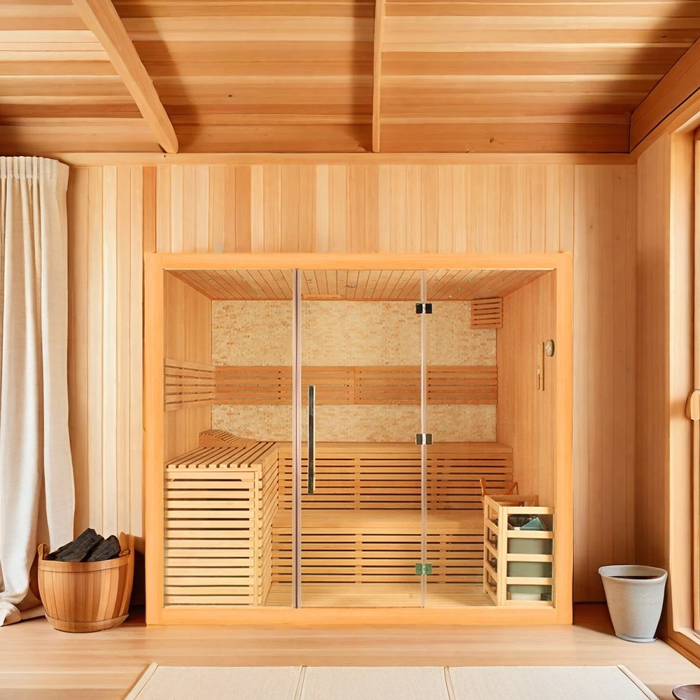 

Sunrans Traditional Sauna Room Indoor Solid Wood Sauna Ideal for Family Wellness & Stress Relief