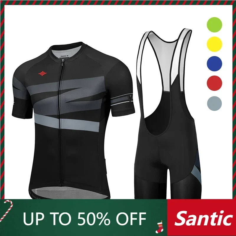 Santic Men Cycling Suit  Summer 4D Padding Cyling Jersey Bike Bib Shorts  MTB Cycling Sets Men K20MT146