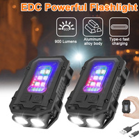 Super Bright Powerful Pocket Torch Light LED Multifunctional Linterna Magnetic COB LED EDC Mini Keychain Flashlight Rechargeable