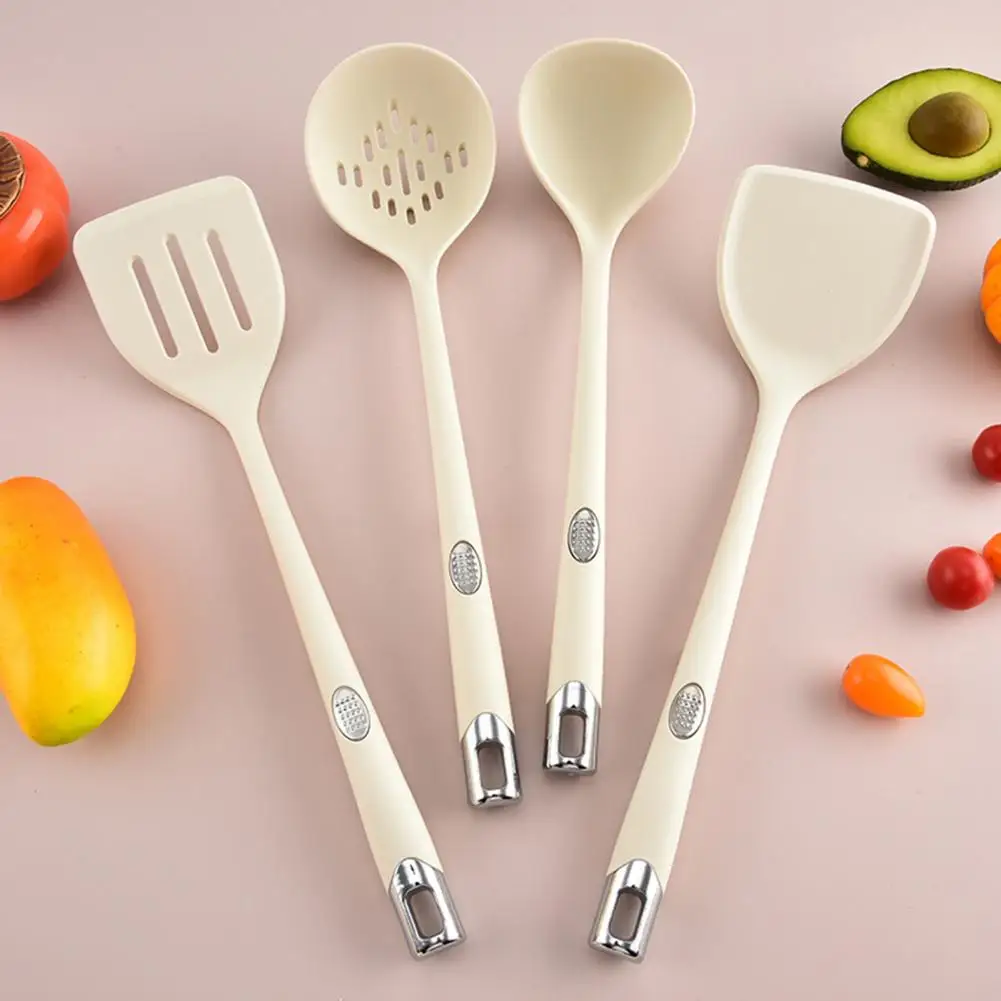 Non Stick Spatulas 4pcs Silicone Spatula Set Long Handle Non-stick Turner Slotted Spoon Heat Resistant Kitchen for Cooking