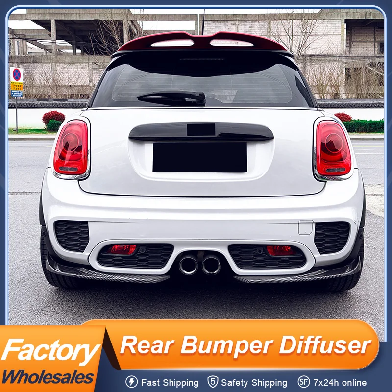 

For Mini Cooper F55 F56 F57 JCW 2014 15 16 17 18 19 20 21 Rear Bumper Lip Splitter Diffuser 2Pcs/Set Black Carbon Accessories
