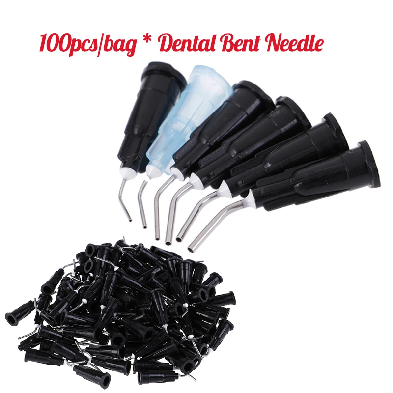 100Pc Dental Flowable Composite Flow Resin Acid Etching Gel Applicator Delivery Tips Dispensing Syringe Irrigation Needle Tip