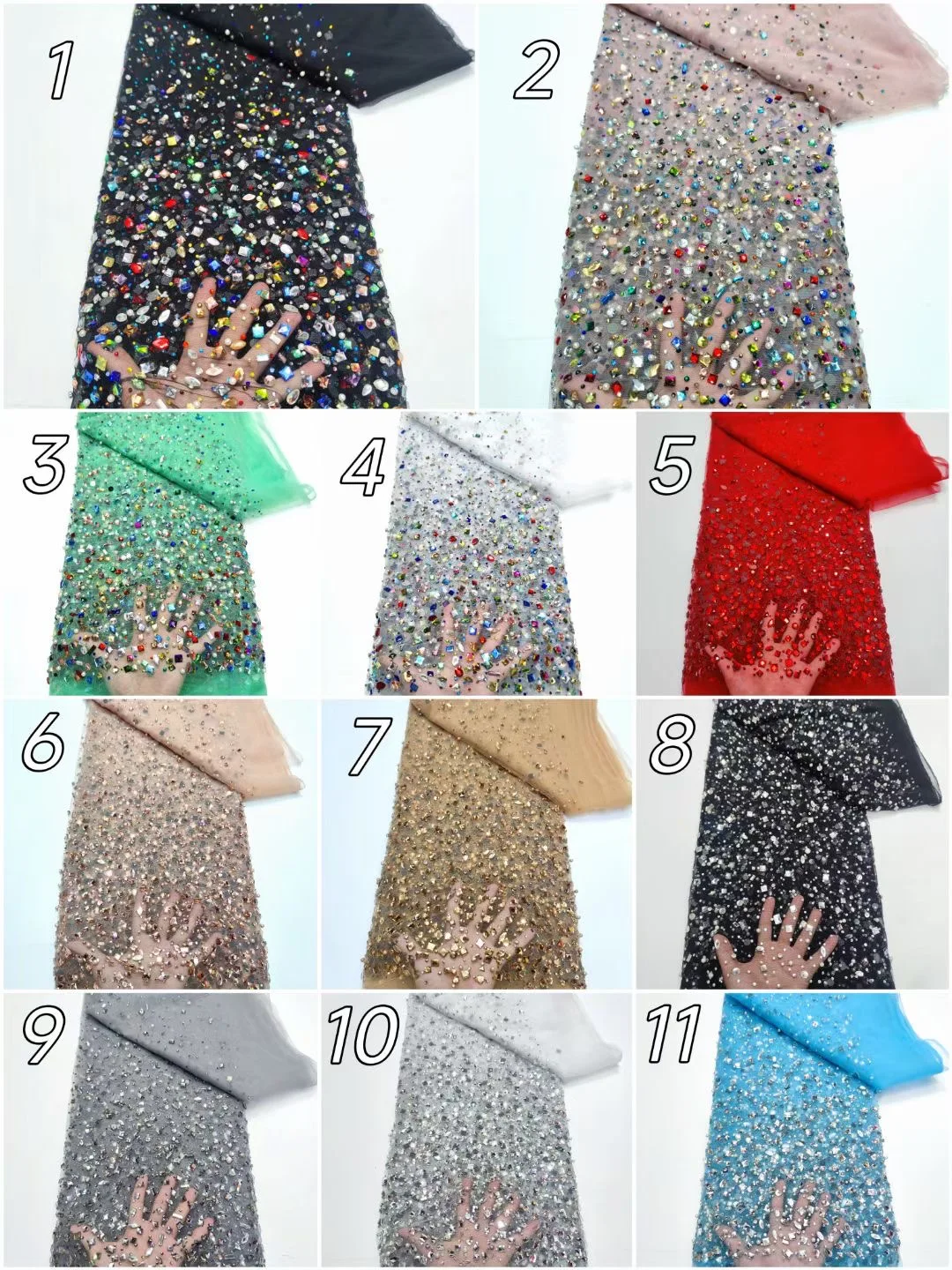 (5yards/pc) High quality beaded African wedding lace fabric with luxury rhinestones French net lace for gorgeous dress FXZ259