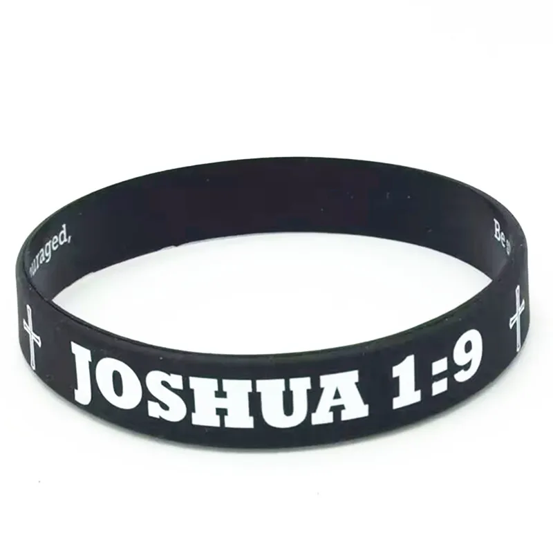 1pc christliche religiöse Bibel Vers Joshua Gummi Armband Silikon Armband