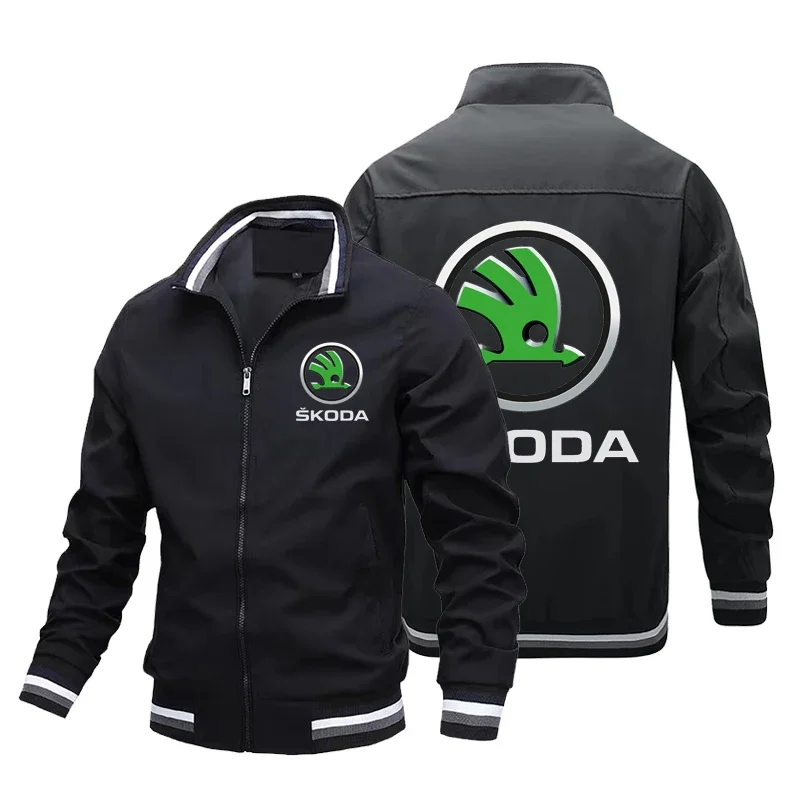 2023 Spring and autumn high quality men's jacket trend new SKODA car logo printed men's Jacket breathable men's top