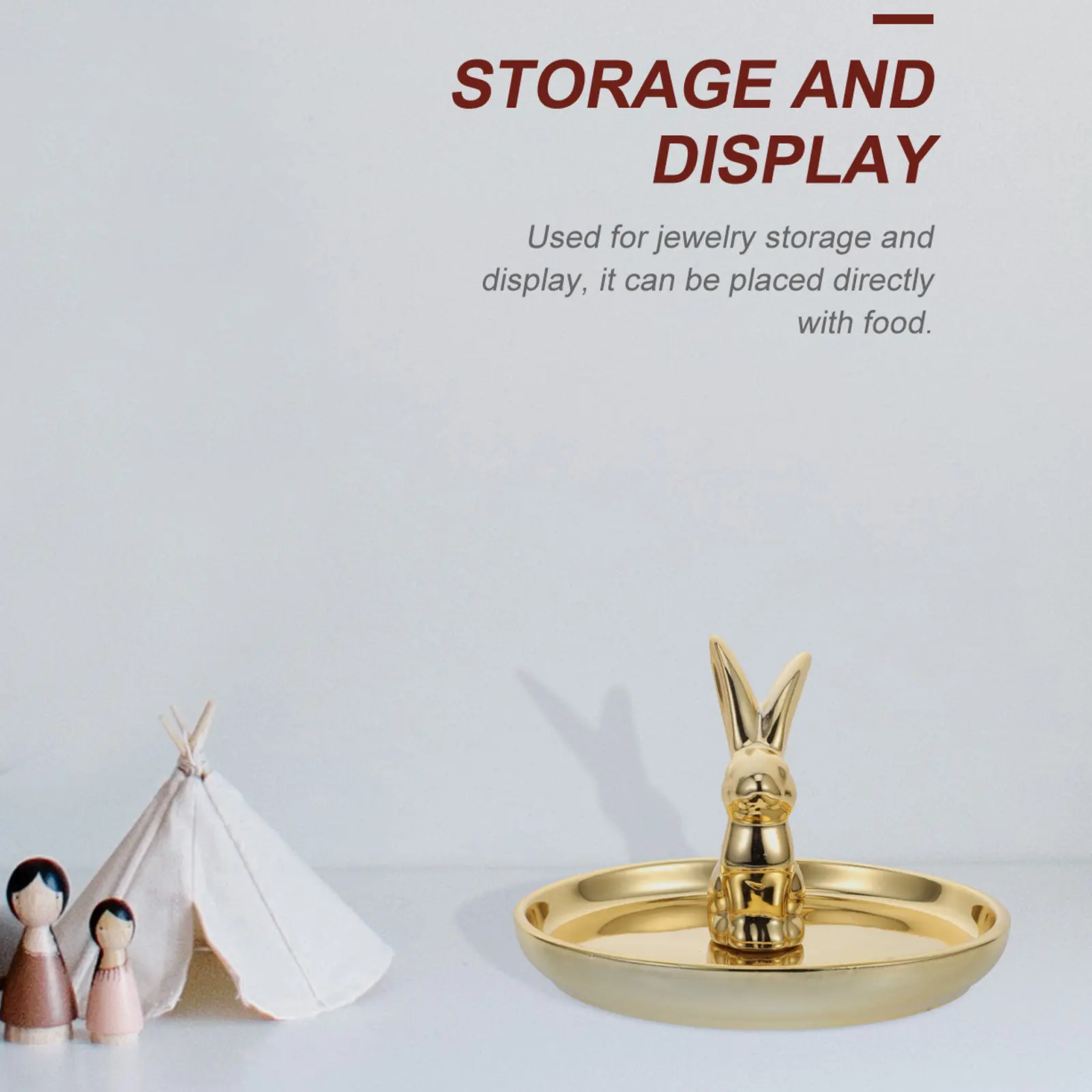 

Rabbit Designed Ceramic Tray for Jewelry Storage Display Exquisite Craft Waterproof Easy Clean Versatile Home Decor