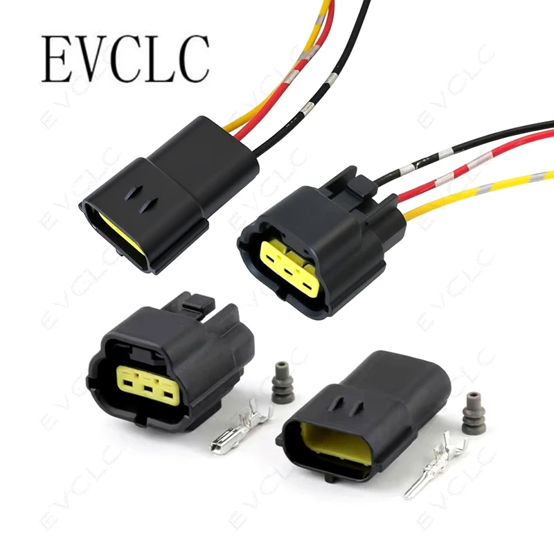 1 Set 3-Pin Waterproof Connector 174357-2/174359-2 for Car MAP Sensor & Intake Pressure Sensor (Male & Female) Wire Harness Plug