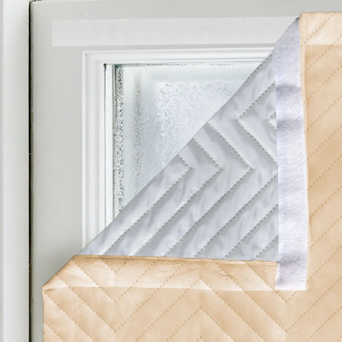 Single Panel Double Layer Cotton Filled Herringbone Roller Shades, Thermal Full Blackout Insulated Window Blinds, Roman Shade for Bedroom Living Room