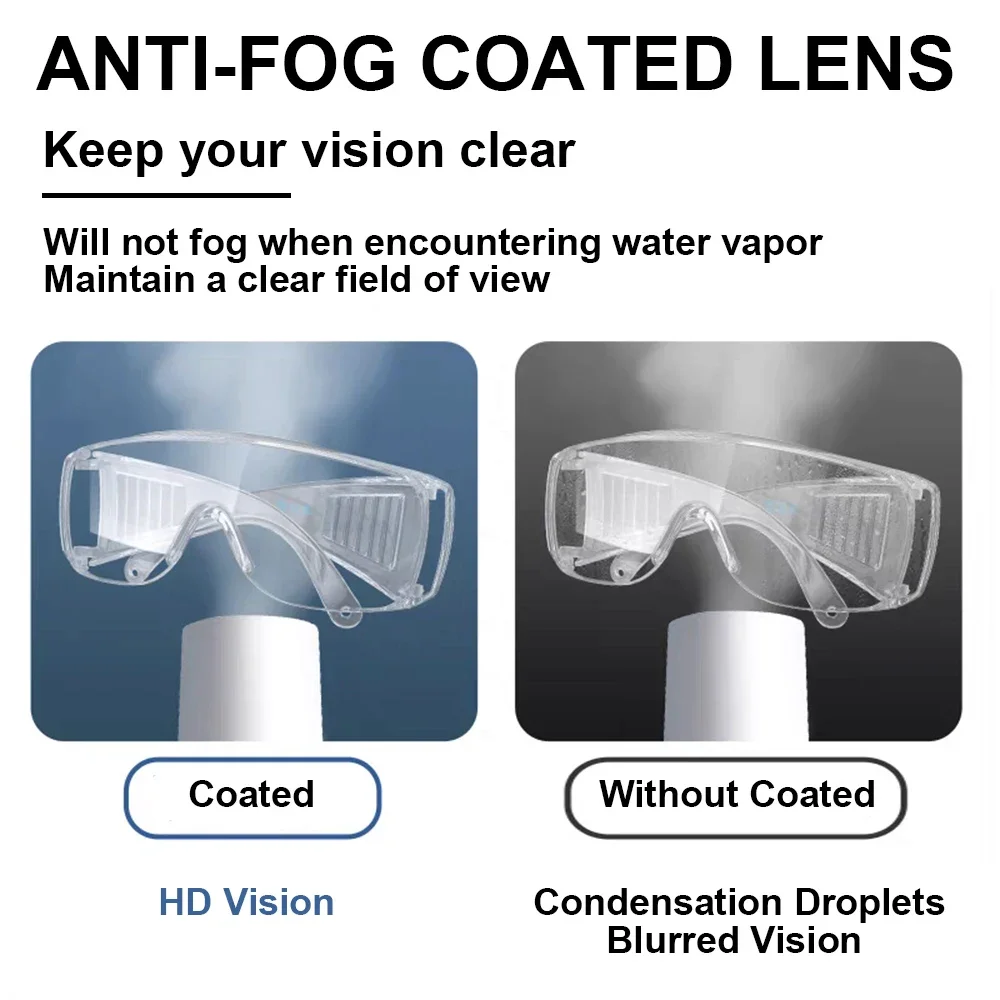 1pc Safety Transparent Glasses Anti Fog Goggles Vented Sides Shields PC Frame Spectacles for Riding Lab Labor Protection