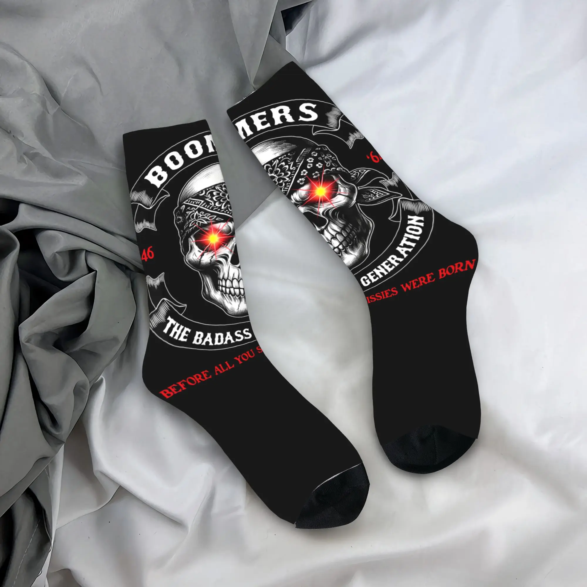 

Носки Boomer Generation Badass Before Socks с принтом, противоскользящие мужские носки, теплые, мягкие, осенние, оригинальные, для велоспорта