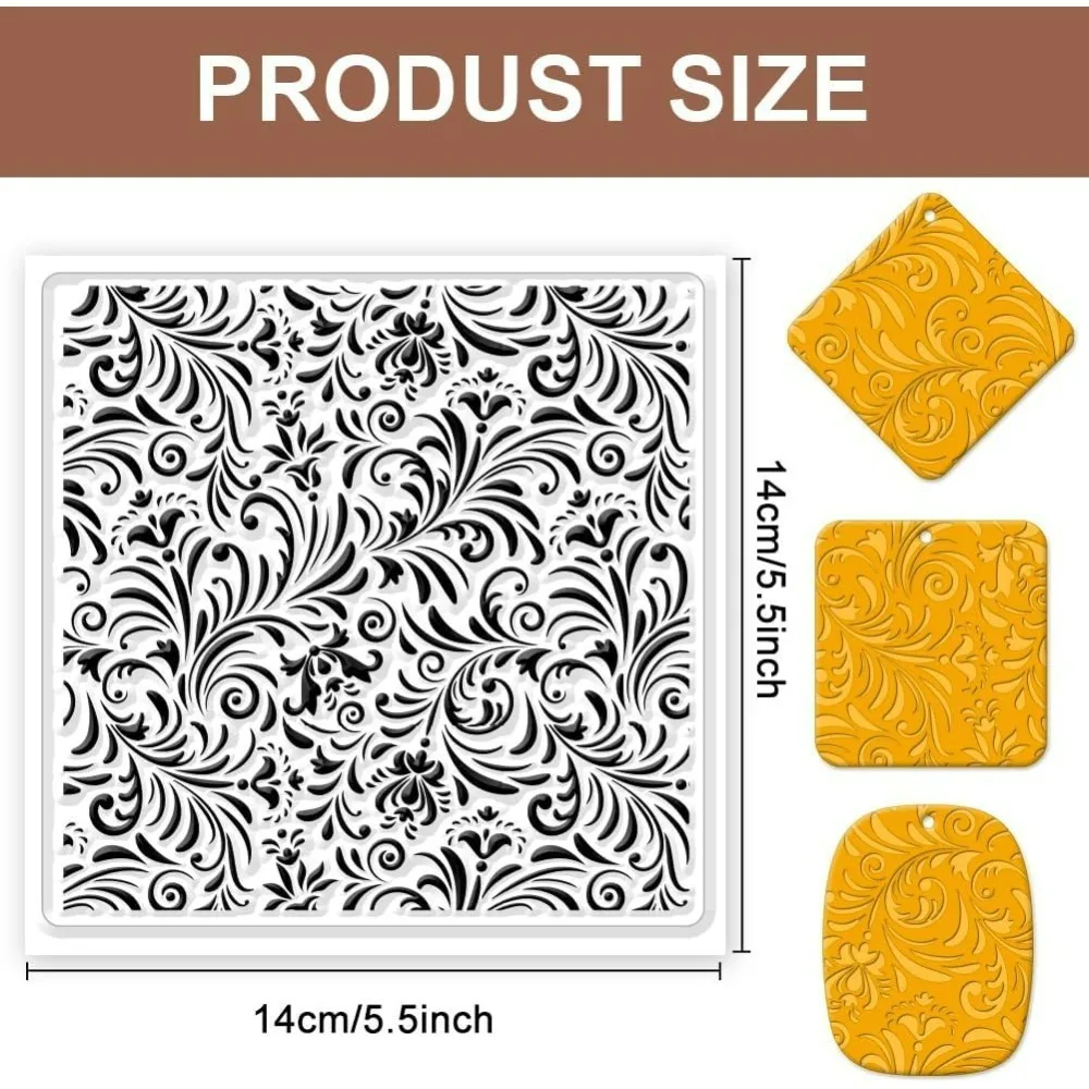 Polymer Clay Texture Sheets Fujiman Background Silicone Texture Stamp Clay Pad for Making Earrings Jewelry 5.5x5.5inch