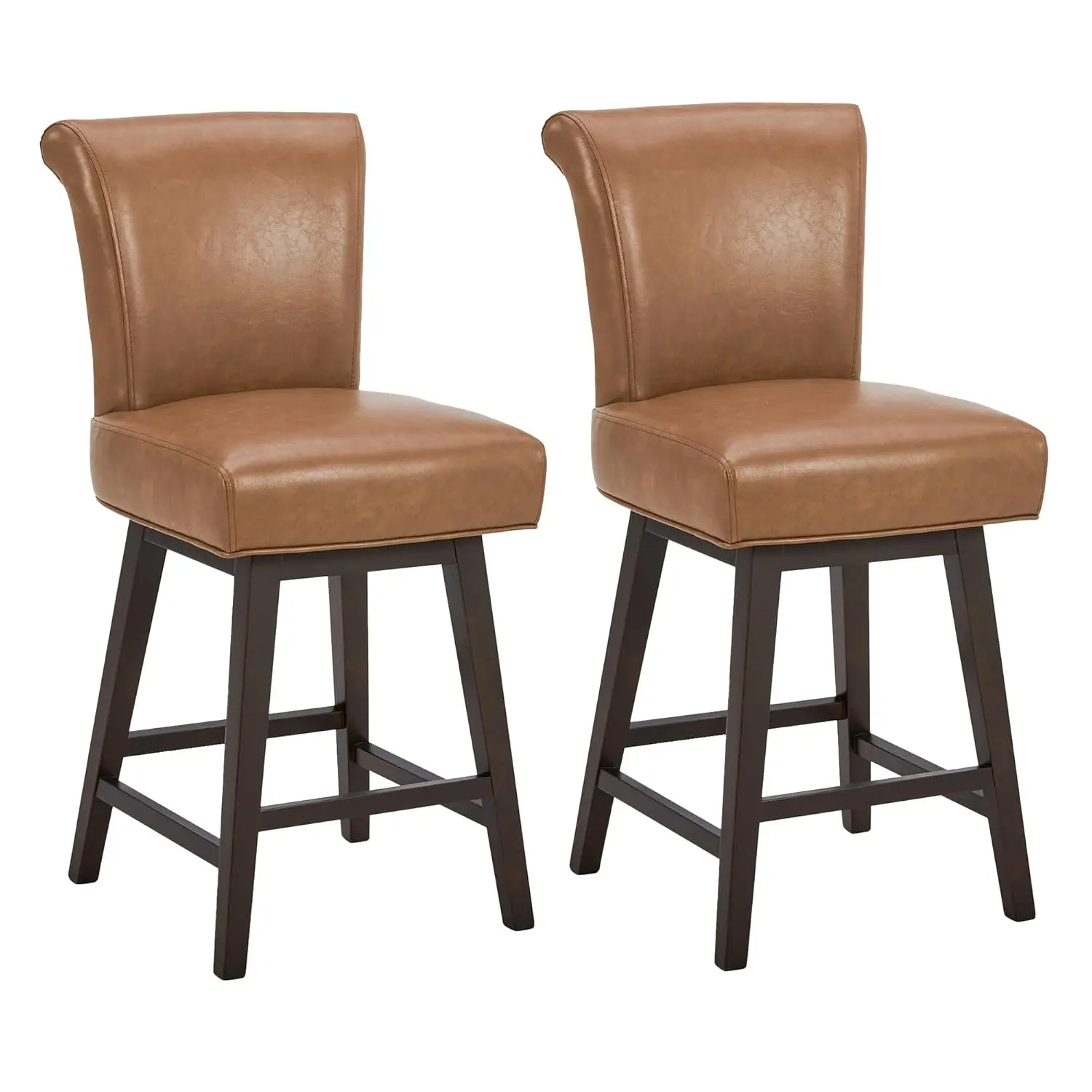 

26 Inch Counter Height Swivel Bar Stools Set of 2, FSC Certified Modern Upholstered Faux Leather Swivel Barstool, Customized