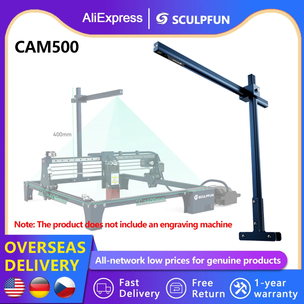 SCULPFUN CAM500 Laser Engraver Camera 5MP Pixel 120° Wide-angle Lens 400*400mm Working Area for Sculpfun S6 Pro S9 S10 S30 Ultra